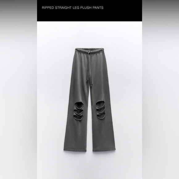 Zara Pants - NWOT: Zara Ripped Straight leg plush pants